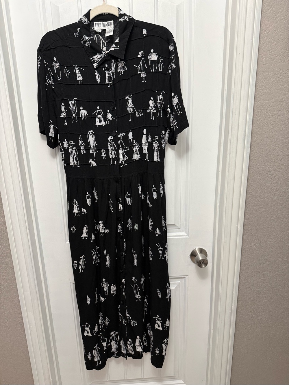 Coco Bianco Black and White Printed Button-Up Dress